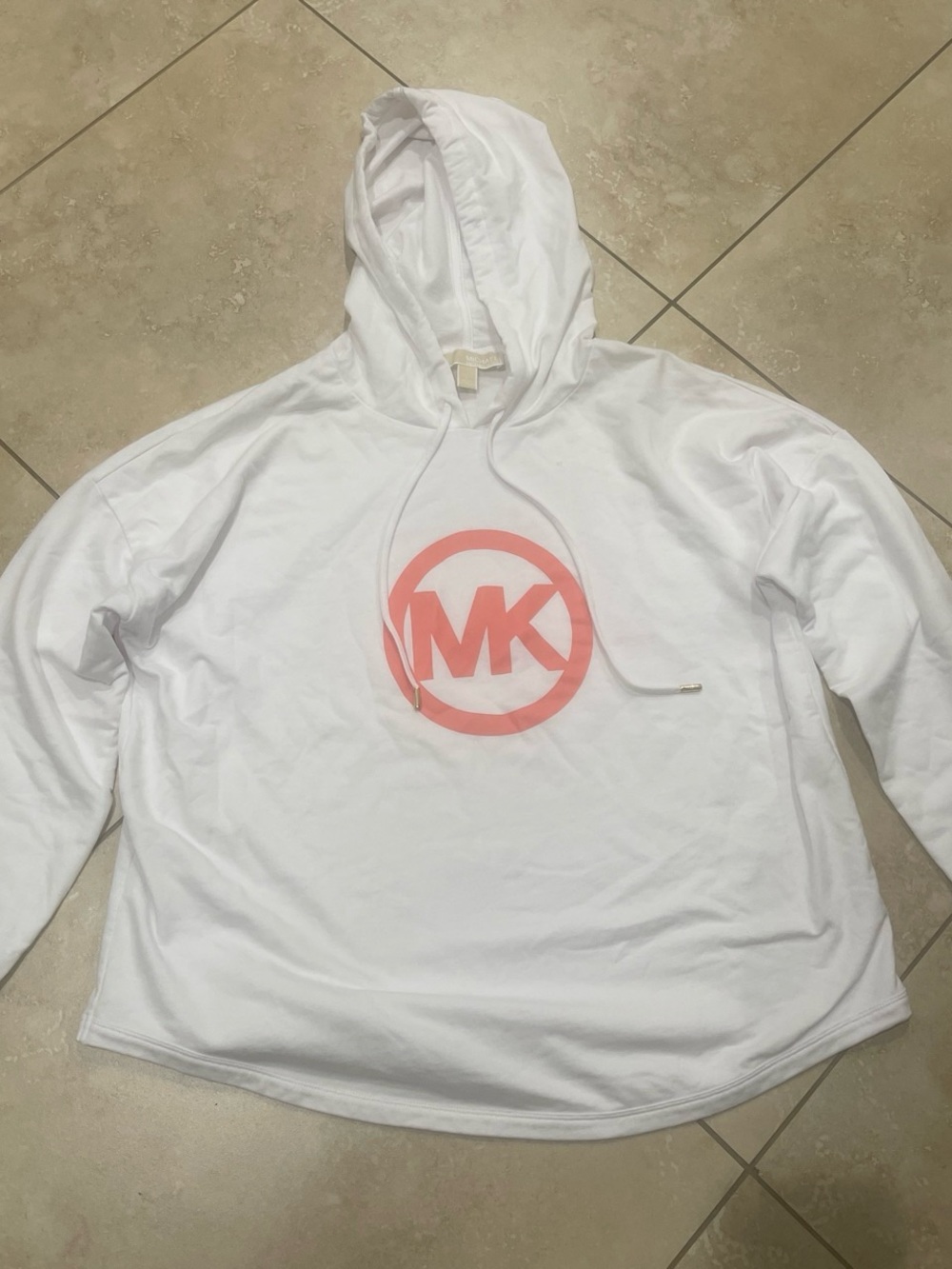 Michael Kors woman White Hoodie with Pink MK Circle Logo